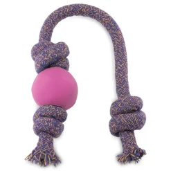 Beco Natural Rubber Ball on Rope Pink Dog Toy Best