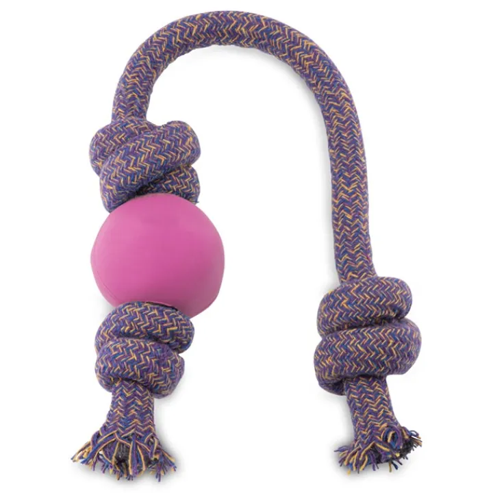 Beco Natural Rubber Ball on Rope Pink Dog Toy Best