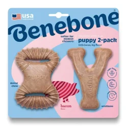 Benebone Puppy Bacon Double Pack Dog Chew New