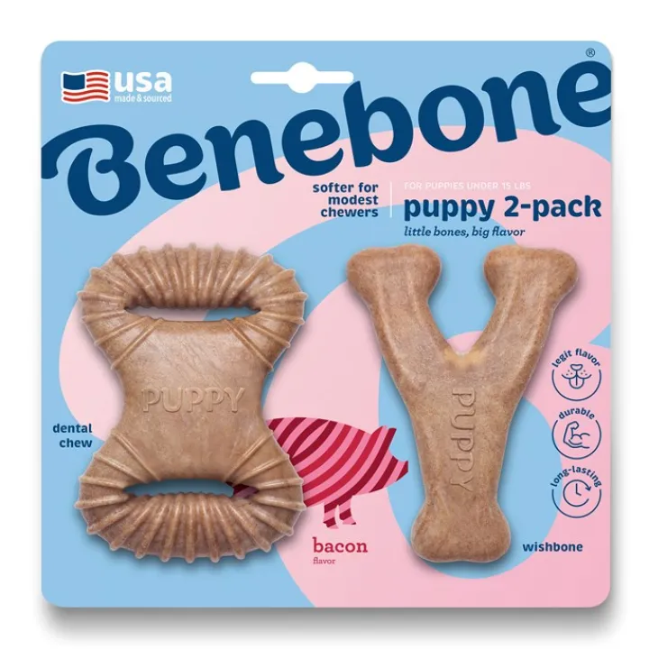 Benebone Puppy Bacon Double Pack Dog Chew New