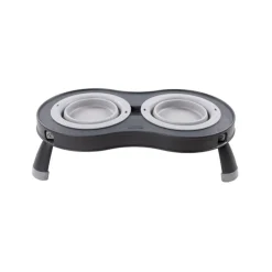 Dexas Double Elevated Feeder Light Grey New