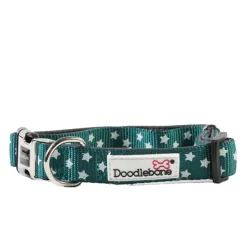 Doodlebone Padded Dog Collar Teal Star Clearance