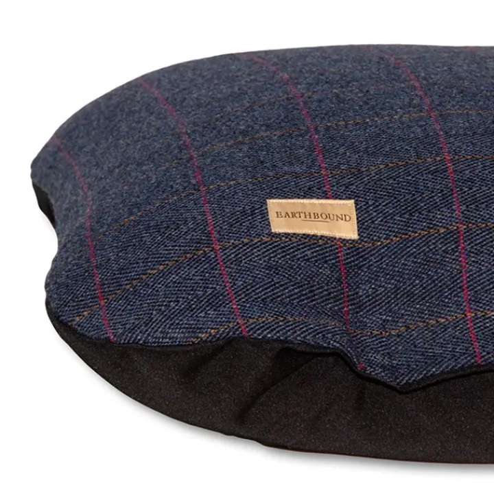 Earthbound Traditional Tweed Flat Cushion Navy Outlet