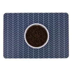 Great & Small Basic Food Pet Mat Blue Zigzag Fashion