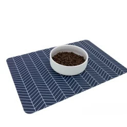 Great & Small Basic Food Pet Mat Blue Zigzag Fashion