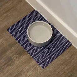 Great & Small Basic Food Pet Mat Blue Zigzag Fashion