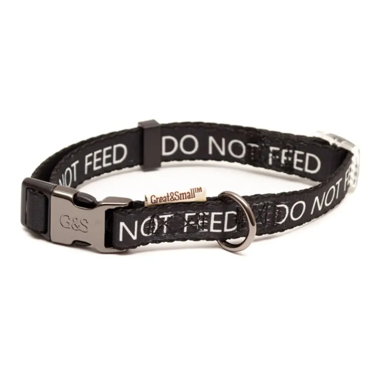 Great & Small Classic Do Not Feed Dog Collar Black Discount