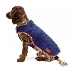 Great & Small Country Quilted Dog Coat Plaid/Navy Clearance