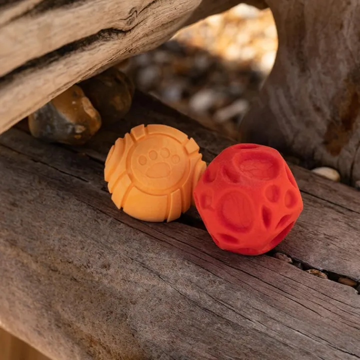 Great & Small Frubba Red Irregular Ball & Orange Paw Ball Dog Toy Hot