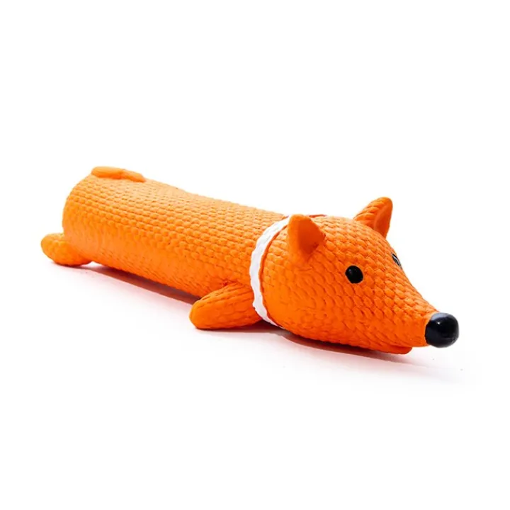 Great & Small Lets Play Latex Squeaky Long Fox Dog Toy New