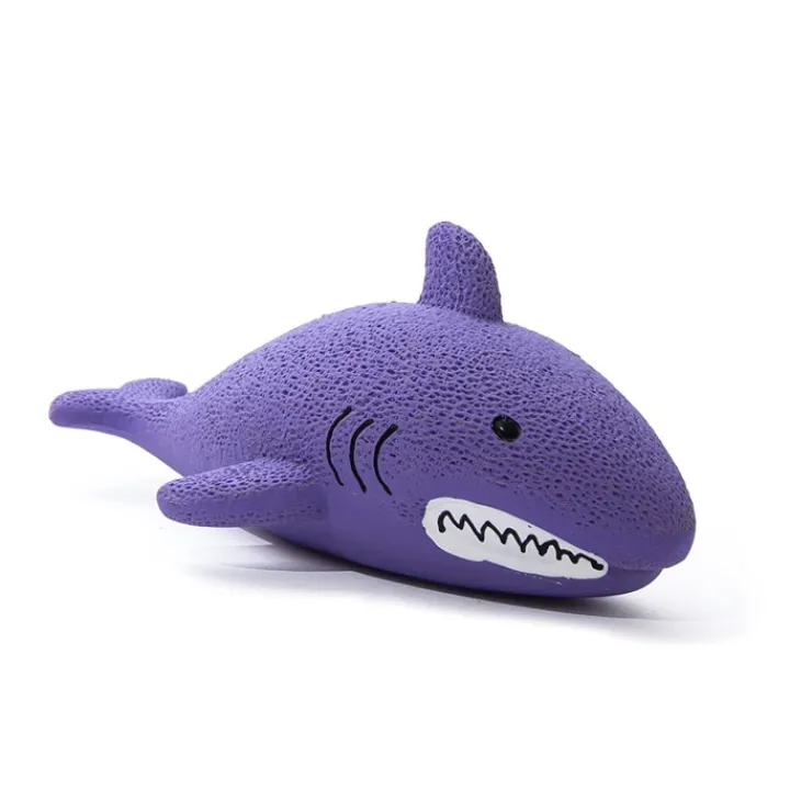 Great & Small Lets Play Latex Squeaky Happy Shark Dog Toy Hot