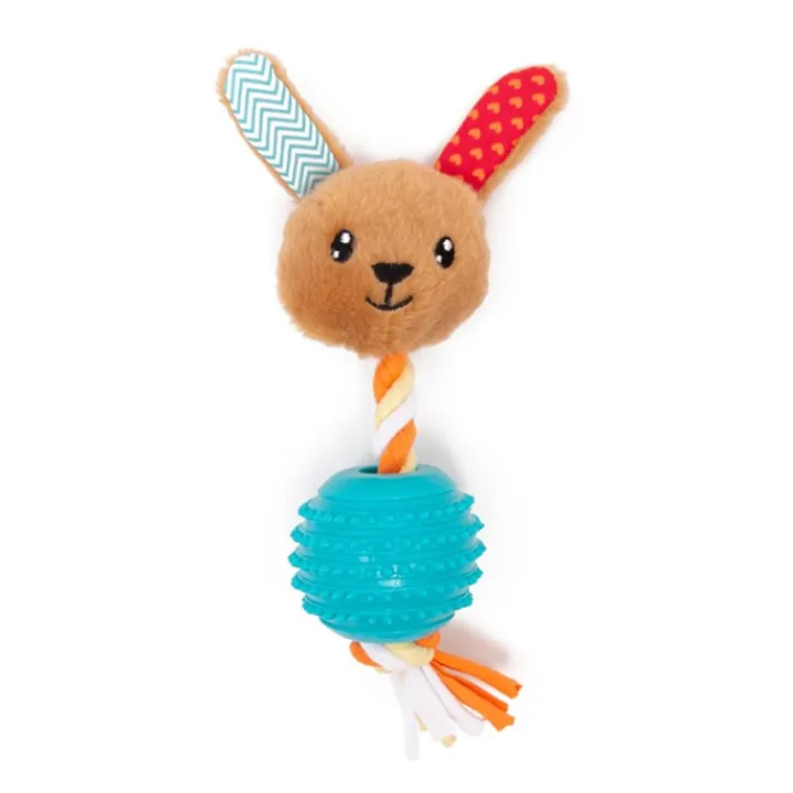 Great & Small Little&Lively Soft Rabbit with Rope & Ball Dog Toy Outlet