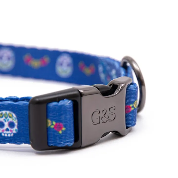 Great & Small Penrose Day of the Dead Blue Dog Collar Clearance