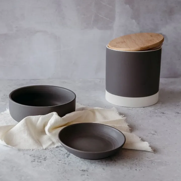 Great & Small Penrose Grey Stoneware Jar with Bamboo Lid Hot