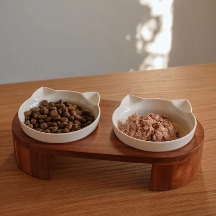 Great & Small Penrose Raised Wooden Stand & Double Cat Bowls Sale