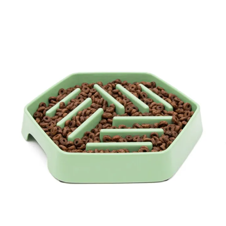 Great & Small Sage Green Slow Down Hexagon Dog Bowl Online