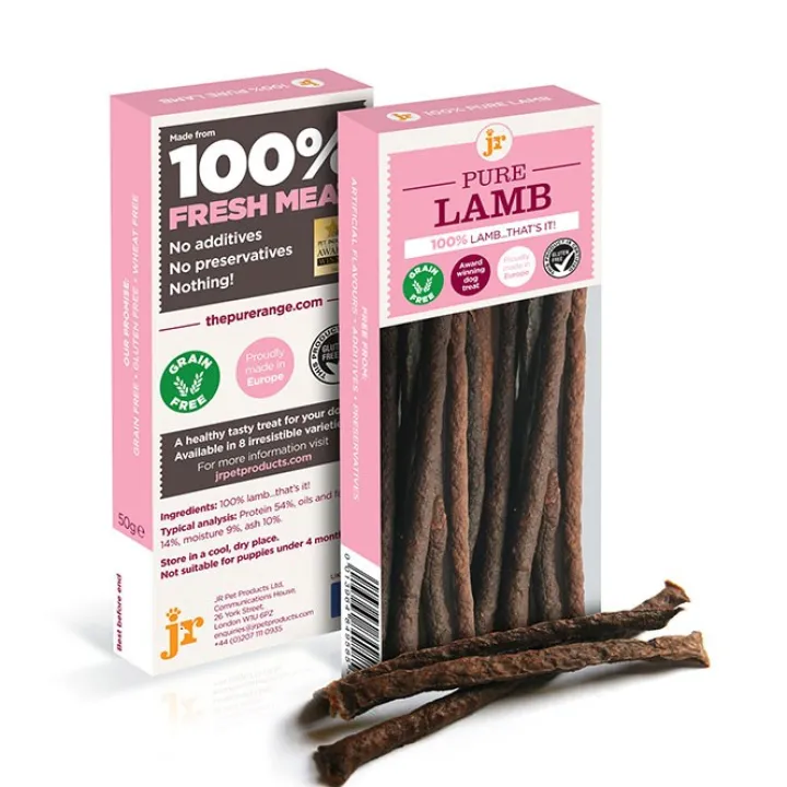 JR 100% Pure Lamb Sticks Dog Treats 50g New