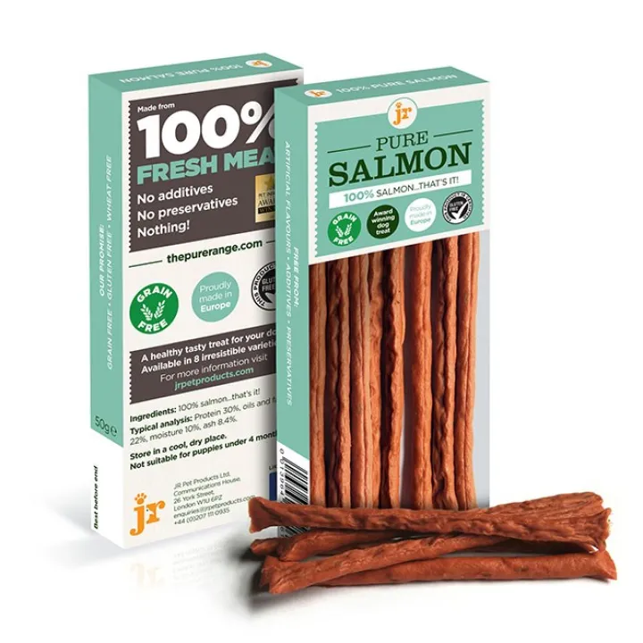 JR 100% Pure Salmon Sticks Dog Treats 50g Fashion