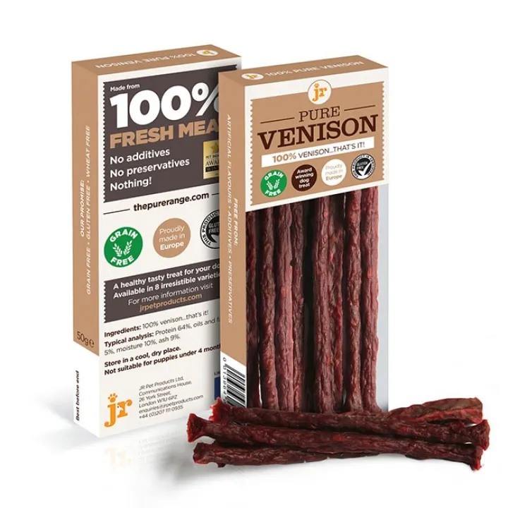 JR 100% Pure Venison Sticks Dog Treats 50g Outlet