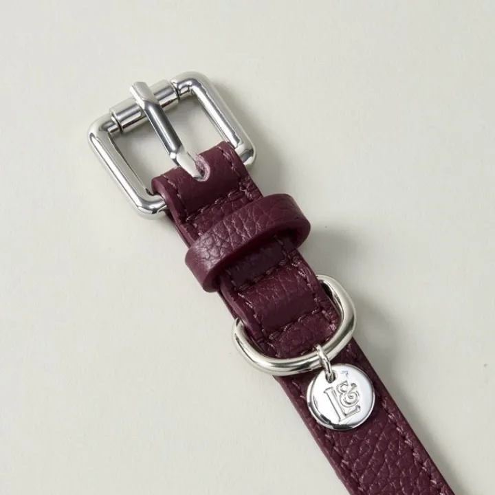 Lily & Leo Leather Flat Dog Collar Oxblood Outlet