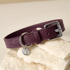 Lily & Leo Leather Flat Dog Collar Oxblood Outlet
