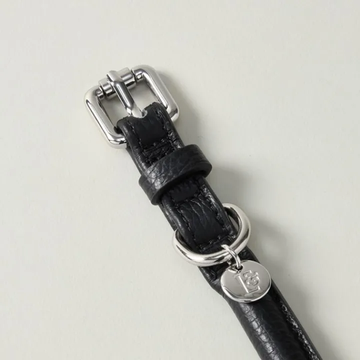 Lily & Leo Leather Rolled Dog Collar Black Discount