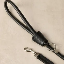 Lily & Leo Leather Rolled Dog Lead Black Discount
