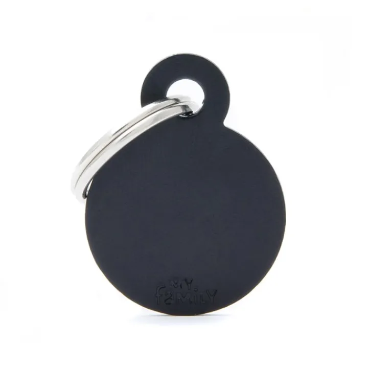My Family ID Tag Circle Black Small Hot