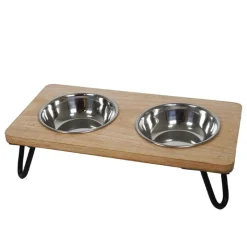 Rosewood Wooden Double Diner Dog Bowls & Stand Sale