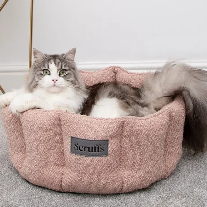 Scruffs Boucle Round Cat Bed Pink Best