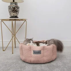 Scruffs Boucle Round Cat Bed Pink Best