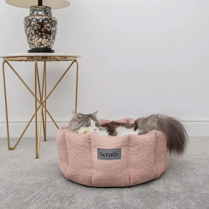 Scruffs Boucle Round Cat Bed Pink Best