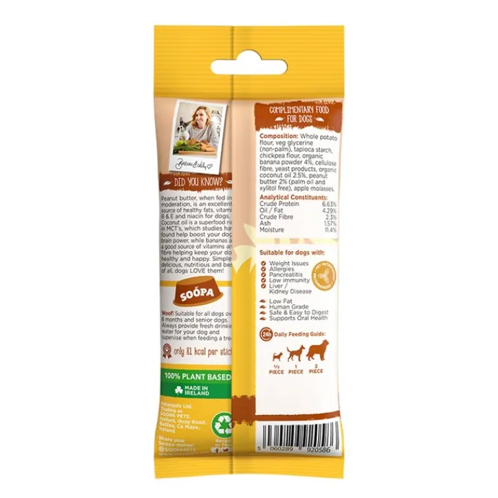 Soopa Dog Dental Banana & Peanut Butter Stick 100g New