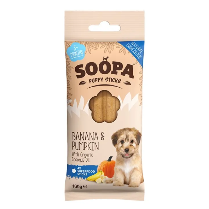 Soopa Puppy Banana and Pumpkin Dental Sticks 100g Outlet