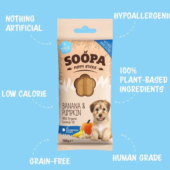 Soopa Puppy Banana and Pumpkin Dental Sticks 100g Outlet